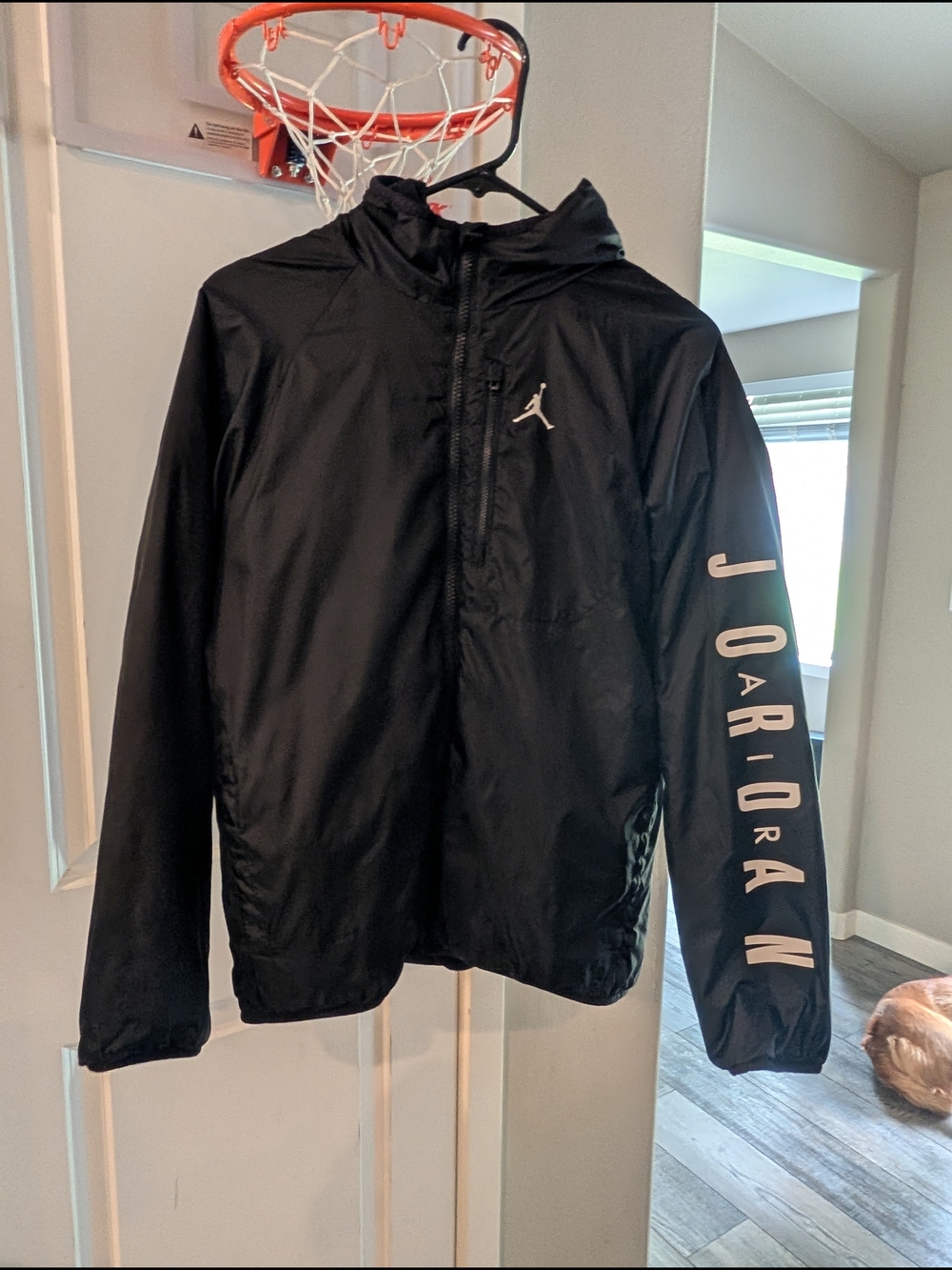 Jordan Black Youth Windbreaker Jacket with White Logos